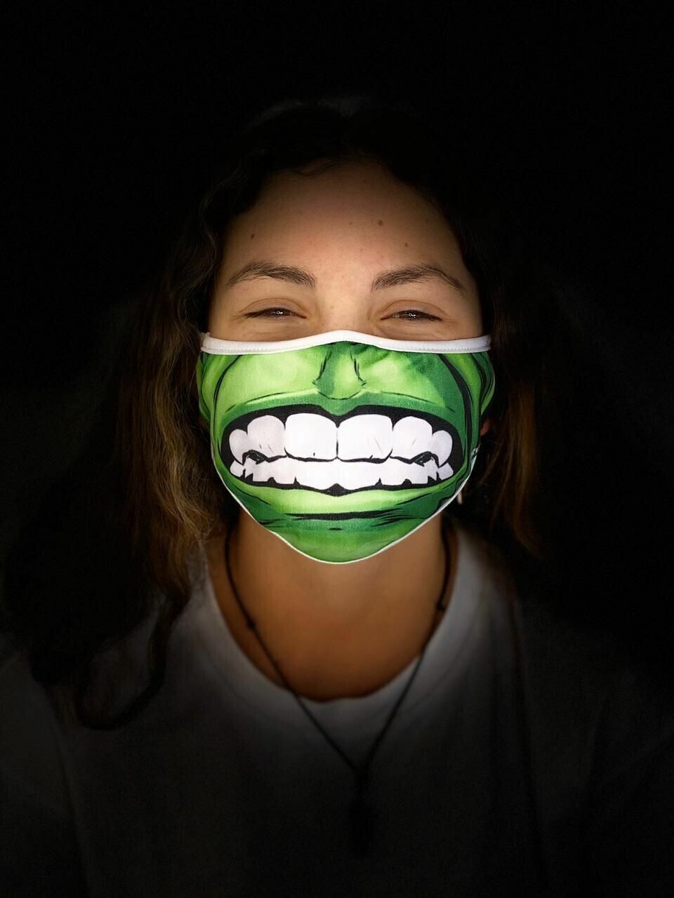 Reusable Hulk Smile Face Mask Superhero Fun Protective Mouth Cover for Kids