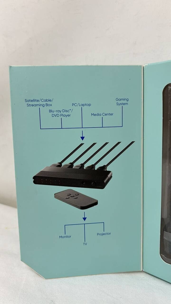 Watch onn 4 Device HDMI Switch with Remote Control for TV Projector Stream Box