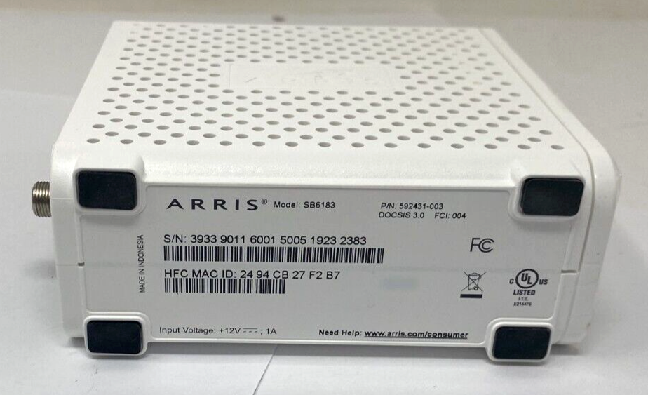 Arris SB6183 Surfboard Docsis 3.0 686 Mbps Cable Modem 16X4 Channels - White