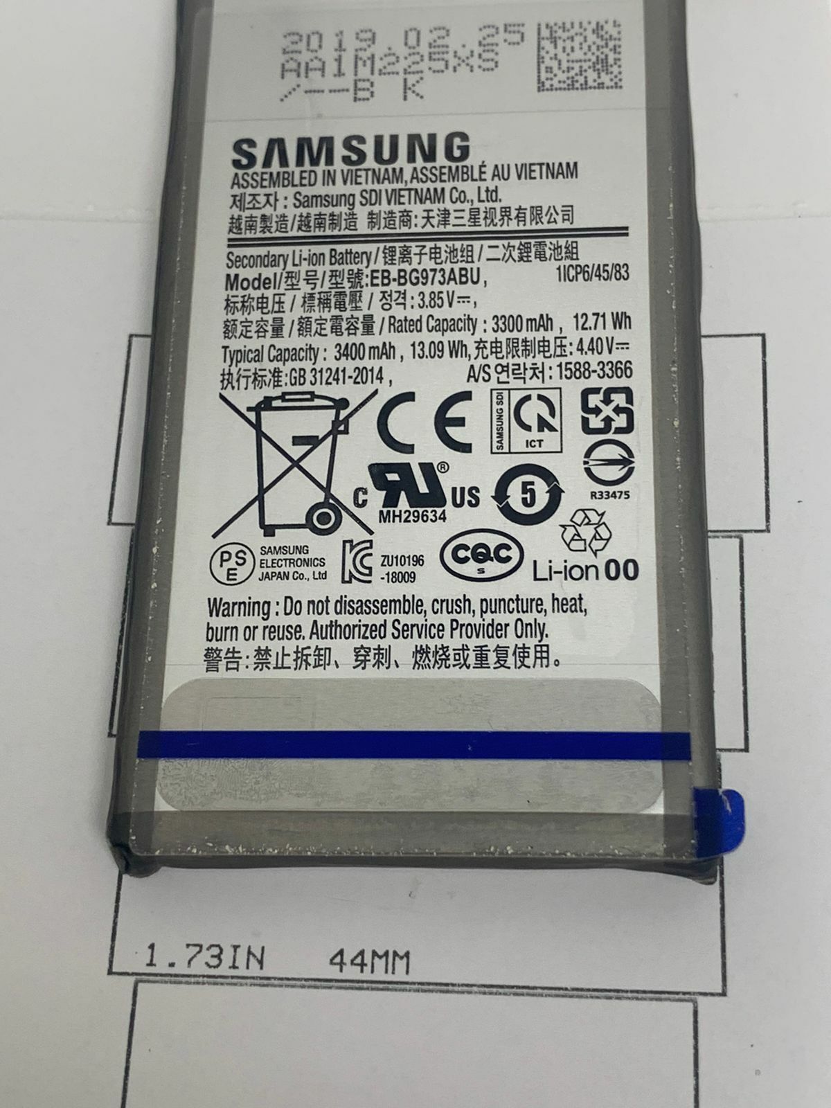 Battery EB-BG973ABU EB-BG973 Fits Samsung Galaxy S10 G973 SM-G9730 2900mAh OEM