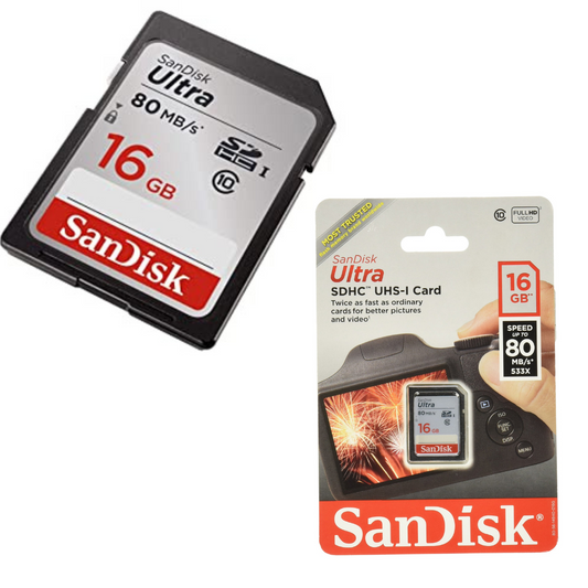 Original SanDisk Ultra Plus SDHC UHS-I Memory Card 16GB Class 10 80MB Card Only