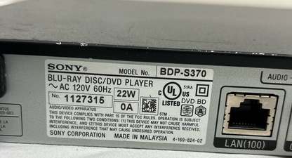 Sony BDP-S370 CD DVD Blu-Ray Player 1080P Dolby Digital HD USB HDMI Streaming