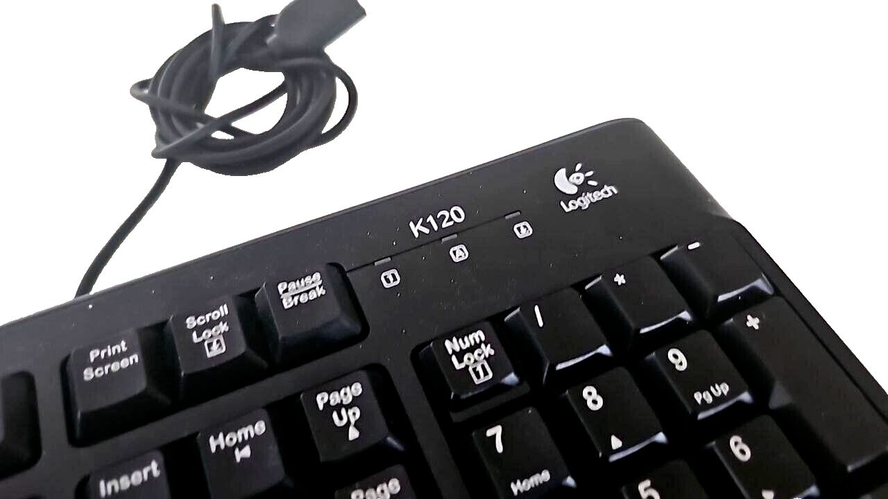 Logitech K120 Wired USB Membrane Keyboard Basic Full Size 105 Keys Black for PC