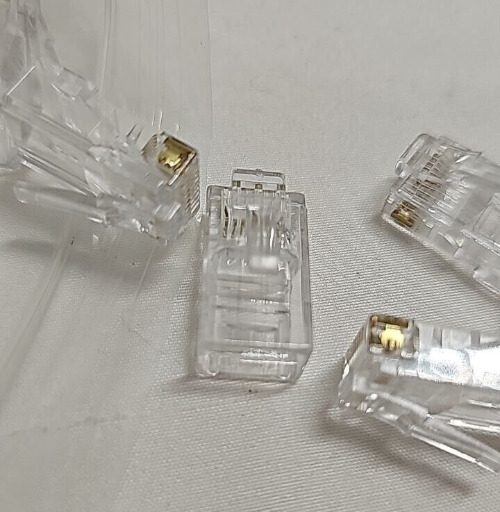 100 Units RJ-45 Plug CAT 6 Internet Connector for Network Cable Clear Plastic