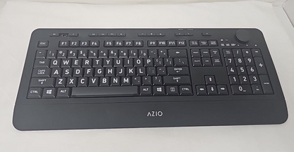 Azio KB510W Wireless Keyboard Full Size Vision Computer Backlit Black READ