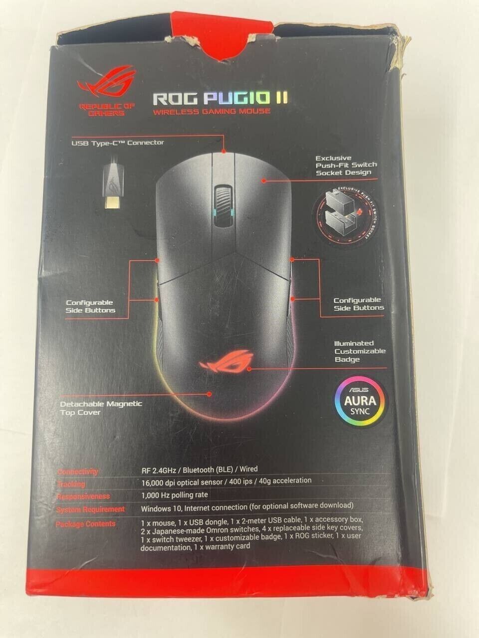 Asus ROG Pugio II Wired Optical Gaming Mouse Ergonomic Ambidextrous RGB