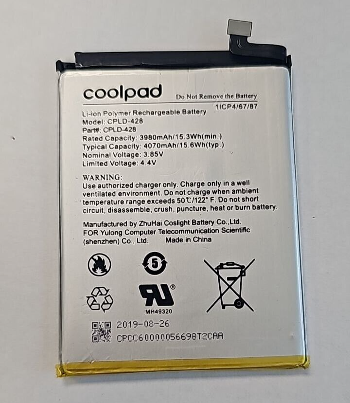 Coolpad CPLD-428 Phone Battery Replacement 4070mAh 4.4V for Legacy CP3705A OEM