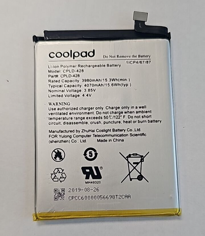 Coolpad CPLD-428 Phone Battery Replacement 4070mAh 4.4V for Legacy CP3705A OEM