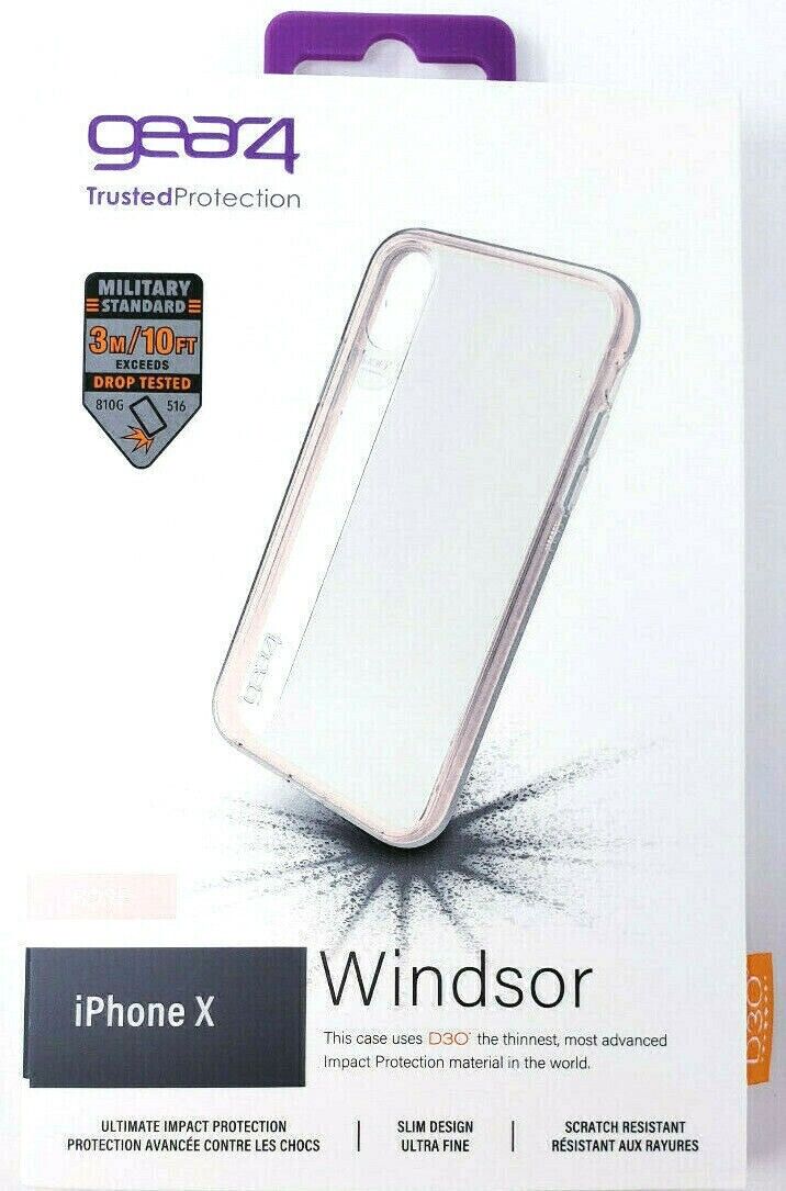 Case For Apple iPhone X XS Gear4 Clear Phone Cover Shockproof D30 Rose Gold OEM