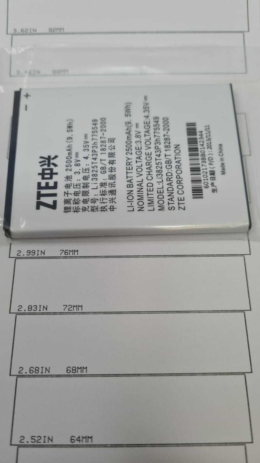 Battery Li3825T43P3h775549 Fits ZTE V987 U935 V967 N980 N919 N9101 N9810 OEM