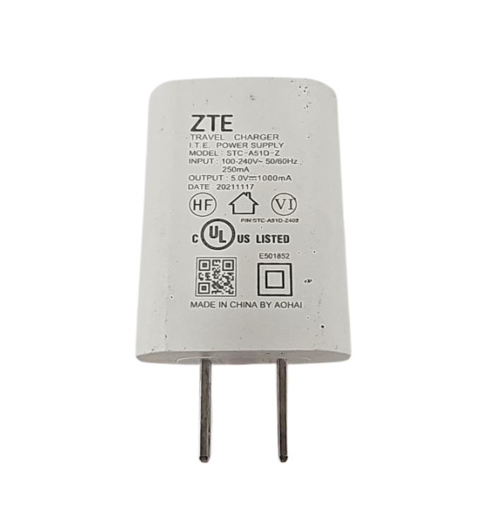 ZTE Wall Charger USB Travel Phone Tablet Power Adapter 5V 1A White Universal A3