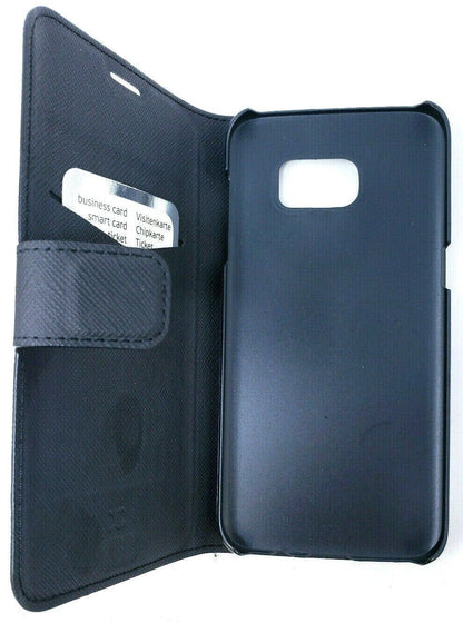 Black Xqisit Wallet Viskan Case For Samsung Galaxy S7 Edge Folio Cover Cards