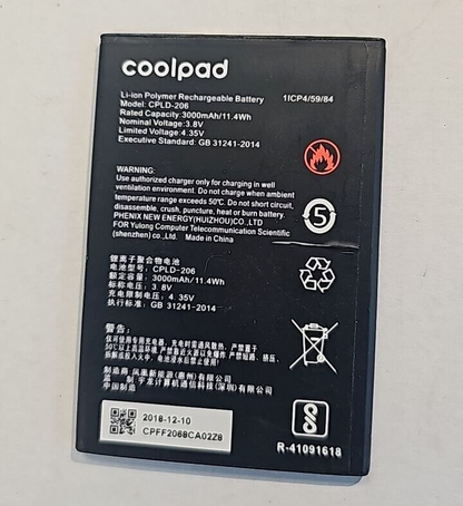 CPLD-206 Internal Battery for Coolpad Mega 5 3000mAh 3.8V Phone Replacement OEM