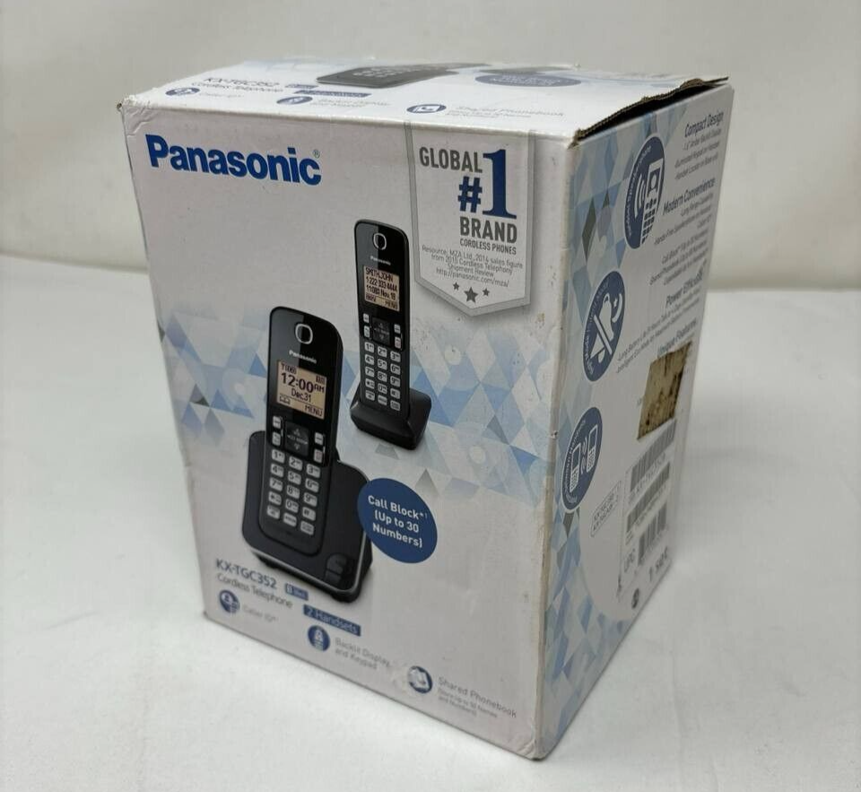 Panasonic KX-TGC350 Cordless Phone System 2 Handsets Base Chargers Battery READ