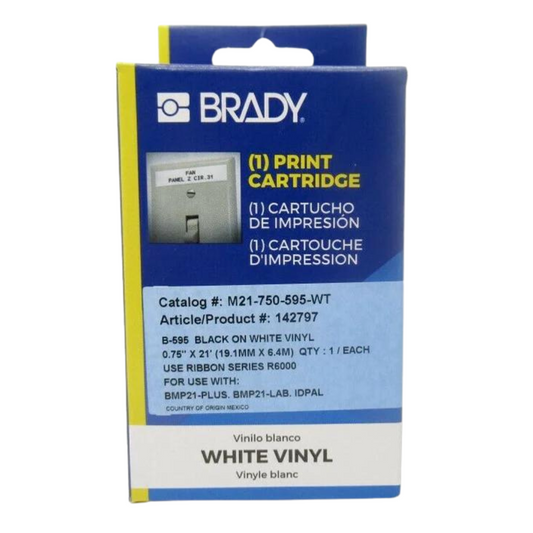 Brady Original White Label Tape Cartridge Vinyl 3/4" x 21' for BMP21 Plus Lab