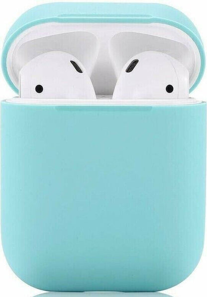 Silicone Case Protective Skin Charging Case For Apple AirPods 1st 2nd Blue Aqua