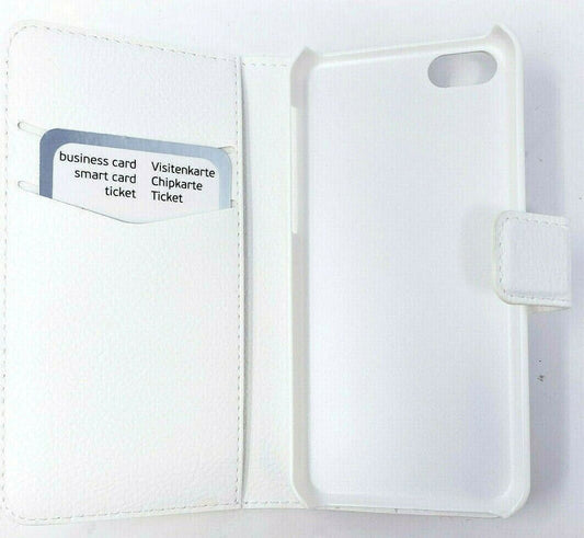 Xqisit White Leather Flex Book Case Flip Cover for iPhone 5C 5S SE 1st Gen