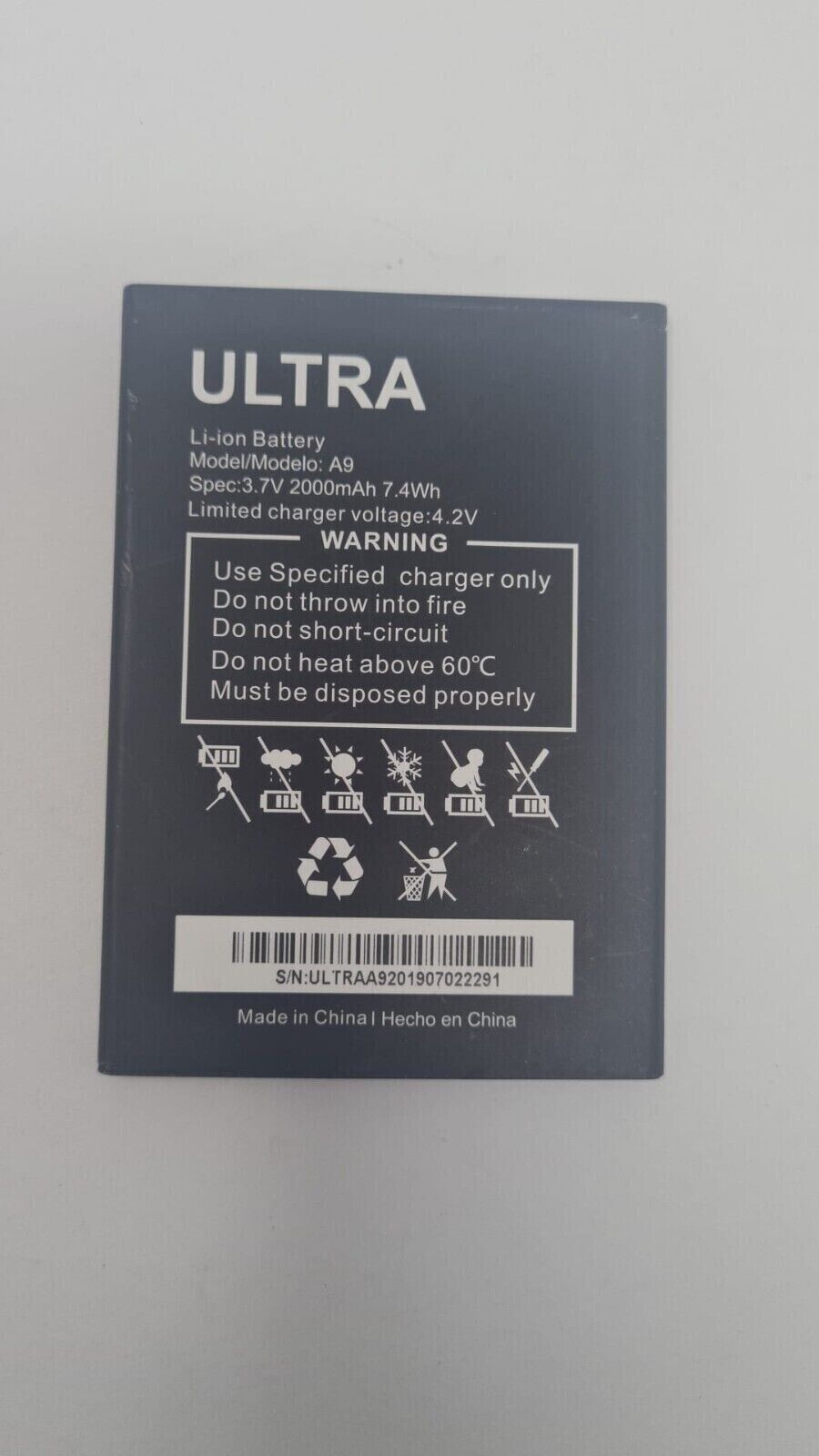 Replacement Li-Ion Battery for Ultra A9 2000mAh 3.7V Original