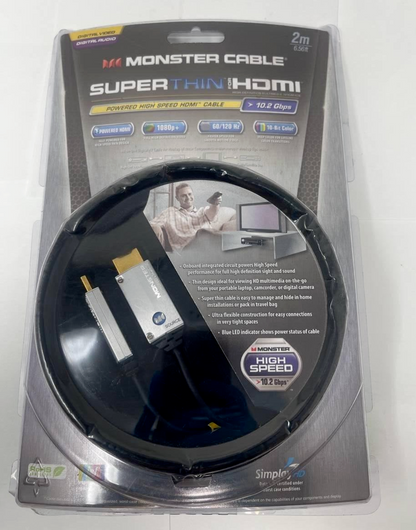 Monster Cable Super Thin High Speed HDMI Powered 10.2Gbps Connector 6.56ft