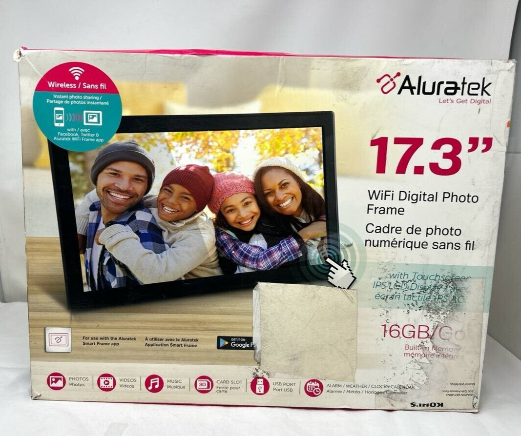 Digital Picture Frame Touchscreen IPS LCD Wireless Photo Share Aluratek WiFi