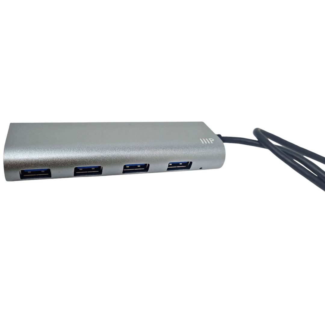 Monoprice Super Speed Plug Gray 4 Port USB-C Hub Power Adapter for Laptop PC OEM