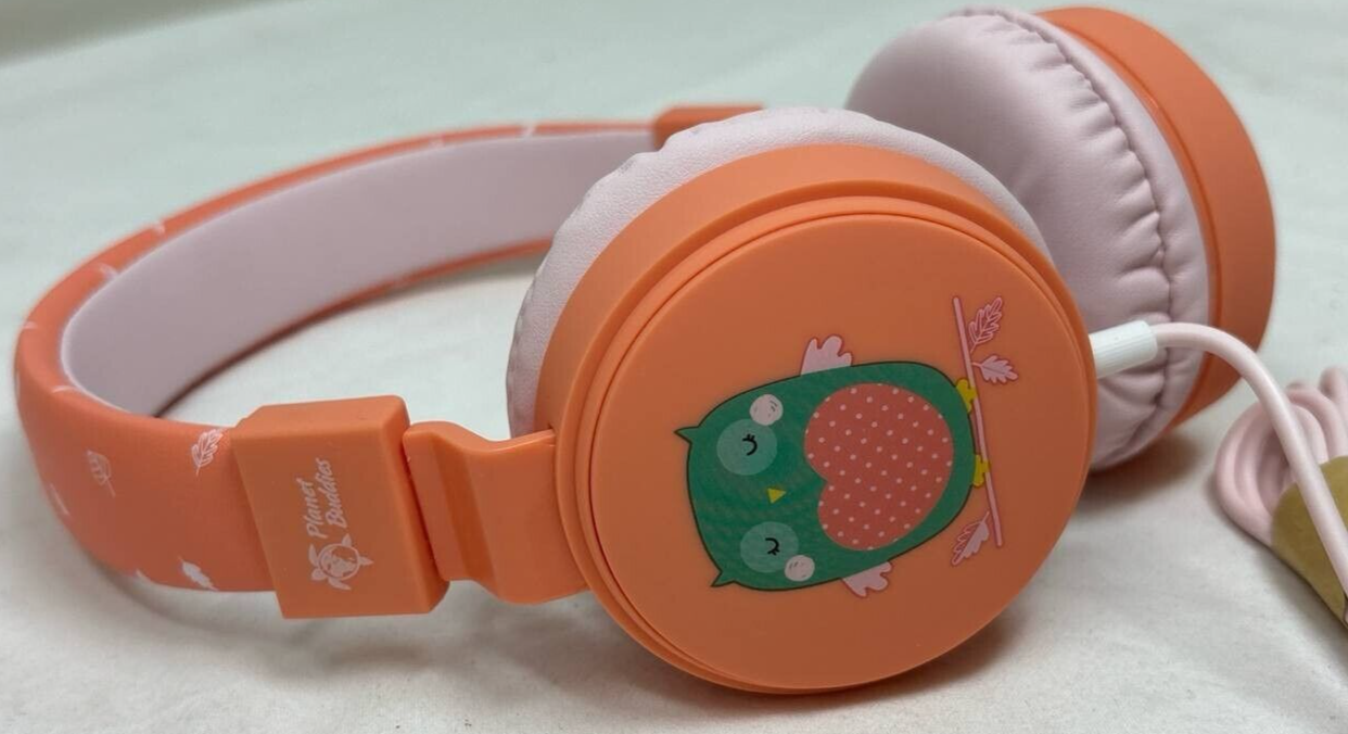 Kids Headphones Wired Olive the Owl Foldable Audio Volume Limited 3.5mm Orange