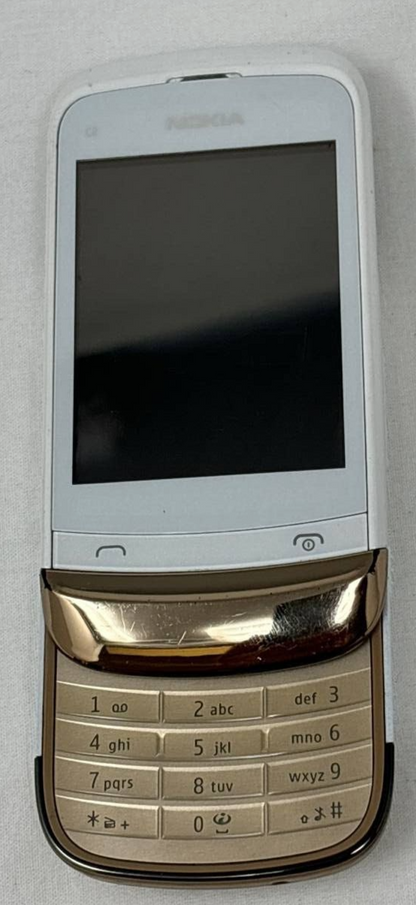 Nokia C2-02 Touch Screen Slider Smartphone White Gold 2MP Bluetooth GSM rare