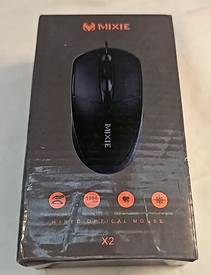 Mixie X2 Wired USB Ergonomic Optical Mouse LED 1000 DPI for Gaming Office