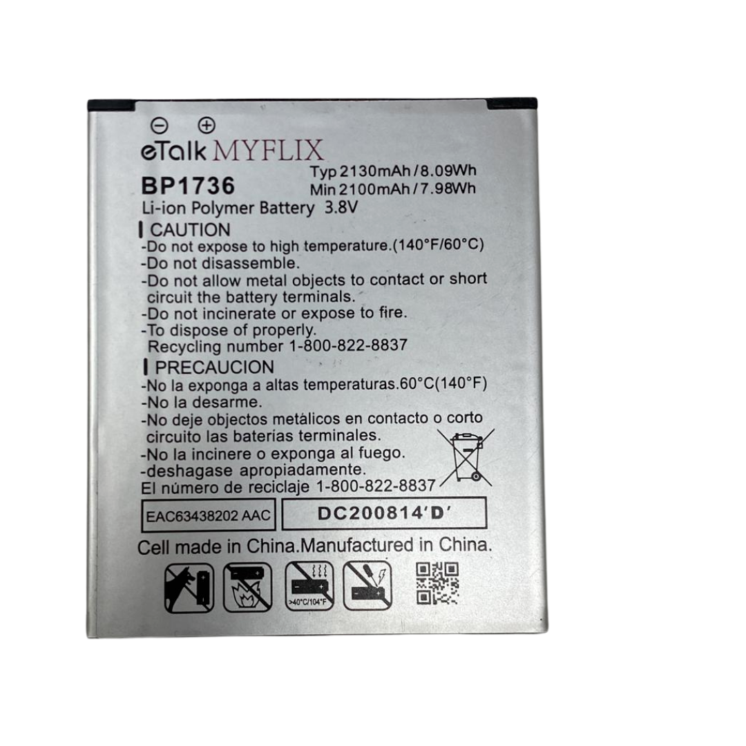 Replacement Battery BP1736 for Kazuna etalk MYFLIX KAZN20PP KAZNO20 2100mAh