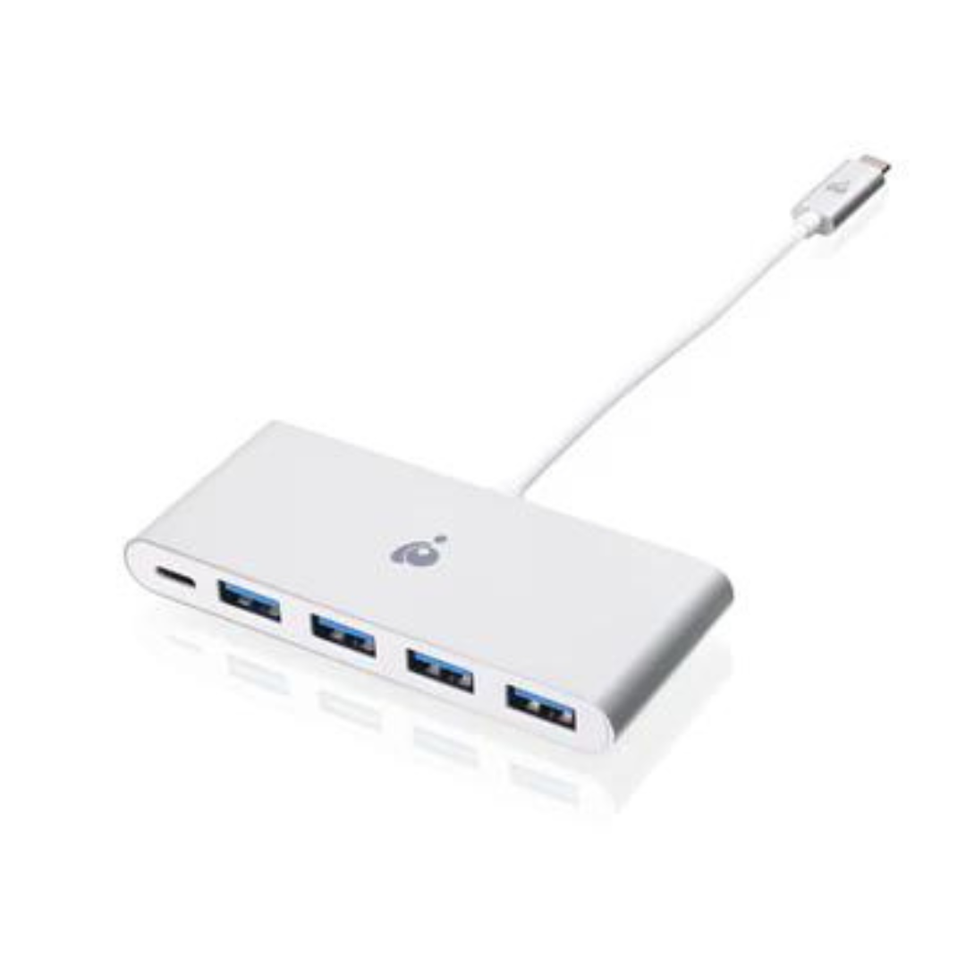 Iogear USB-C to 4 Port USB-A Hub 60W PD Power Delivery Pass Thru for Laptop PC