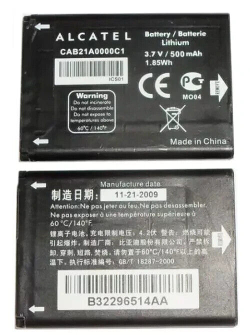 Battery CAB20G0000C1 For Alcatel OT280 303A 320 331 363 505 541 708 650mAh