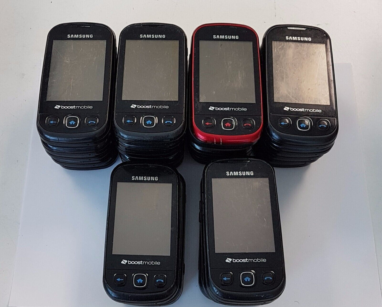 27 Lot Samsung Seek SPH-M350 CDMA Android Boost Mobile Smartphone Used Black Red