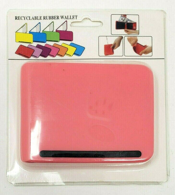 Wallet Water Resistant Silicone Rubber Soft Hot Pink Bills Cards Foldable Fun