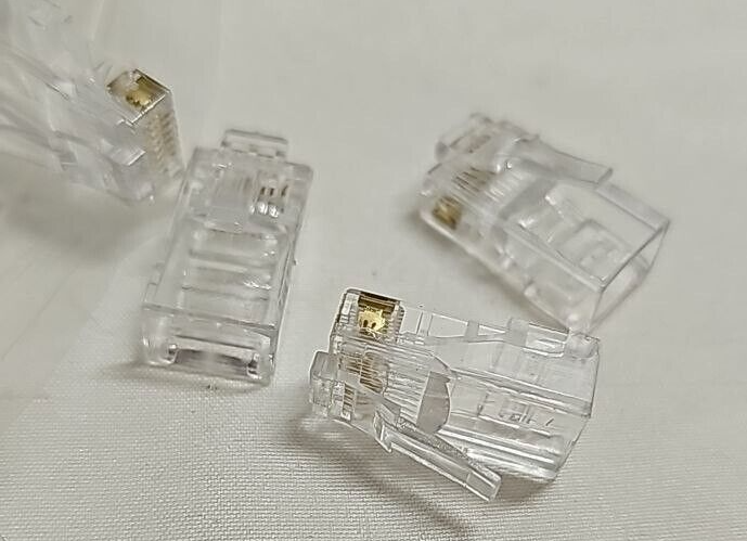 100 Units RJ-45 Plug CAT 6 Internet Connector for Network Cable Clear Plastic