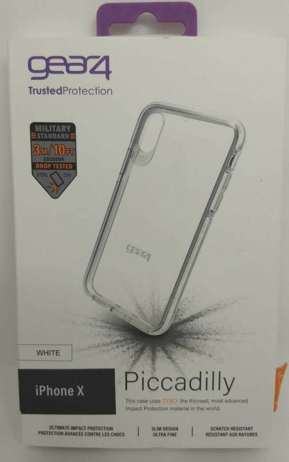 Gear4 Clear White Case for iPhone X XS Back Cover Ultimate Impact Protection