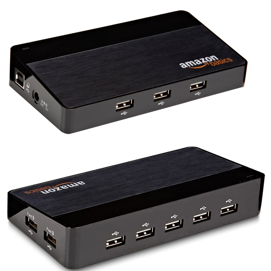 AmazonBasics 10 Port USB Hub Power Adapter Port Expansion Docking Station 5V