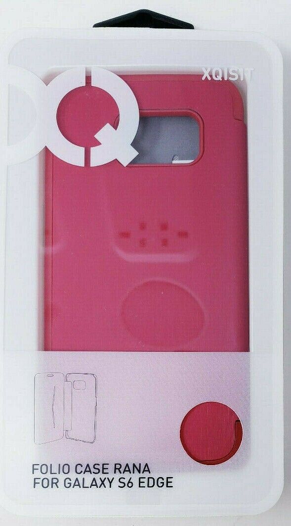 Xqisit Hot Pink Folio Case Rana Fits Samsung Galaxy S6 Edge Book Cover OEM