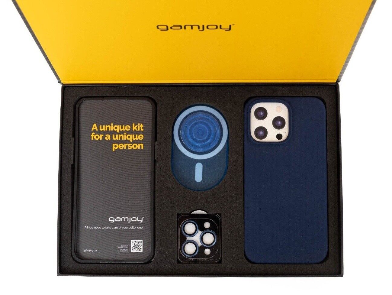 Gamjoy Case Grip Tempered Glass Camera Protector Kit iPhone 15 Pro Max GIFT BOX