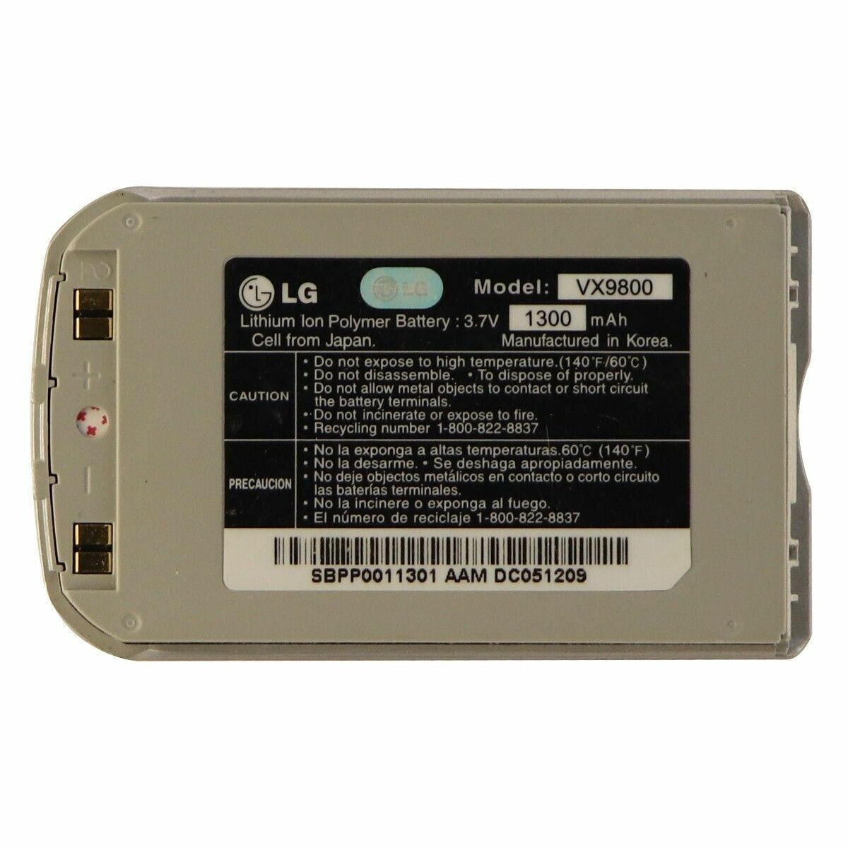 Battery 1300mAh Lithium Ion Silver Replacement For LG VX9800 Original