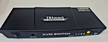 Tesmart 2 Port KVM Switch HDMI Dual Monitor 4K60Hz with USB Hub Extended Display