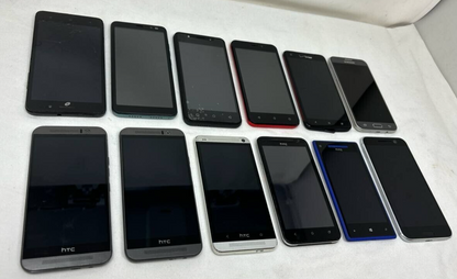 Lot of 12 HTC 10 Droid Evo One M9 Samsung J3 OnePlus 7 H892L WHOLESALE Untested