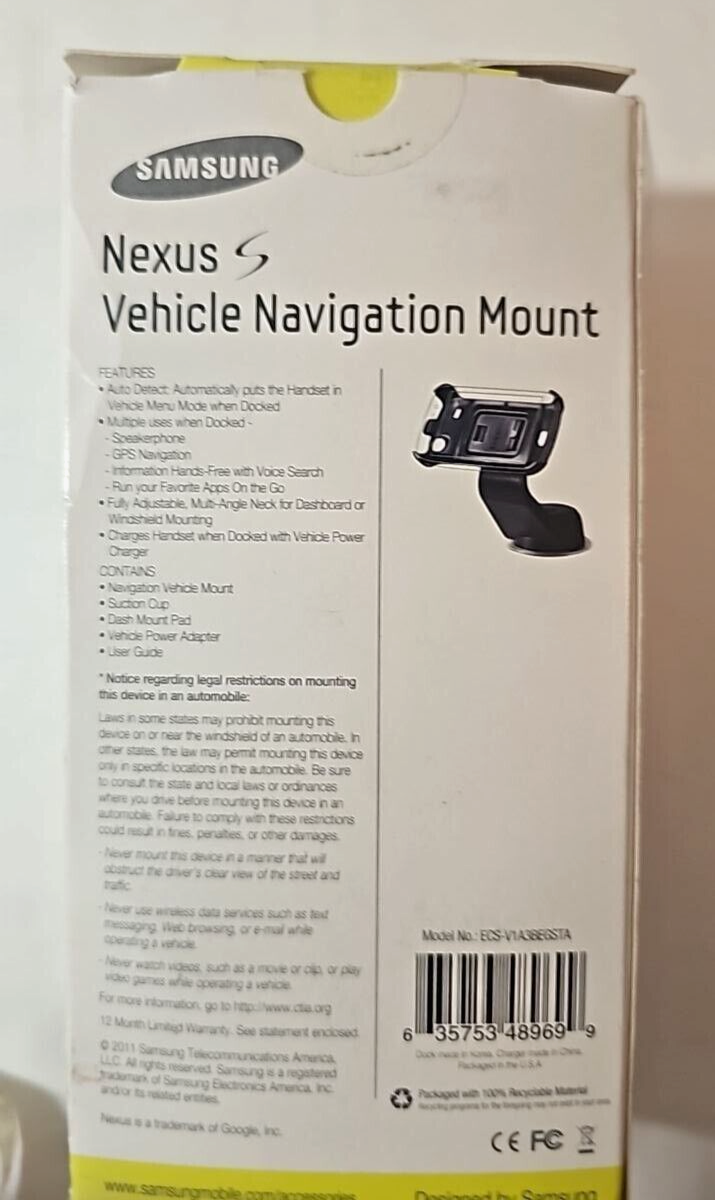 Samsung Navigation Vehicle Mount for Samsung Nexus S HandsFree Dock for Car