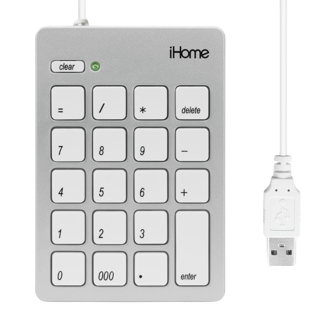 iHome Wired USB Numeric Keypad 20 Button Ambidextrous Ergonomic MacBook Pro Air