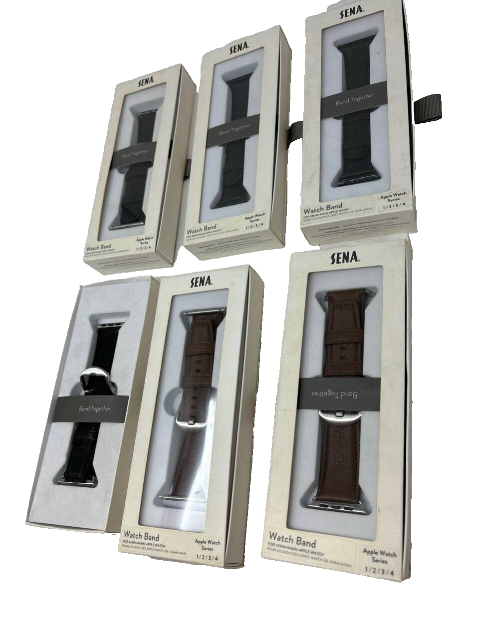 6 Lot Sena Deen Leather Apple Watch Band for 38 40mm Series 1 2 3 4 Brown Black