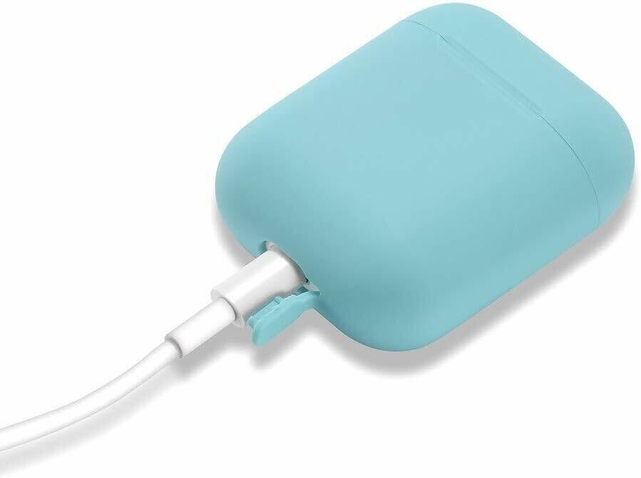 Silicone Case Protective Skin Charging Case For Apple AirPods 1st 2nd Blue Aqua