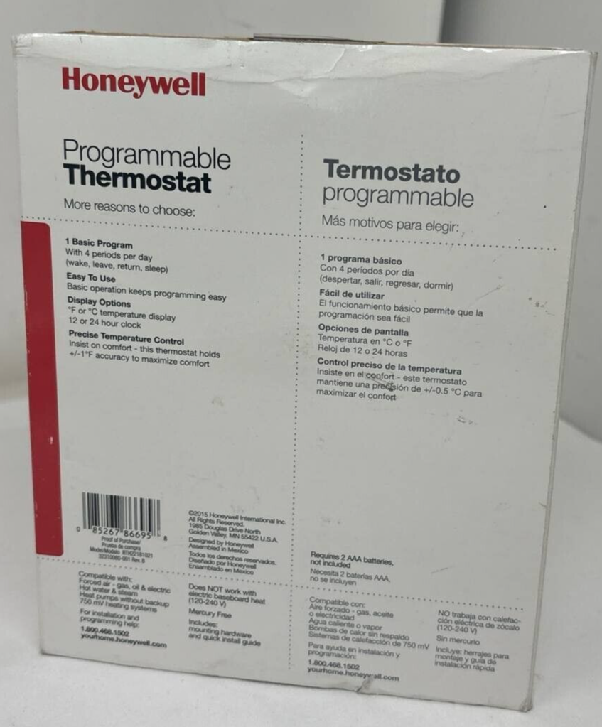 Honeywell Programmable Thermostat RTH221B1021 Digital Display Program Thermostat