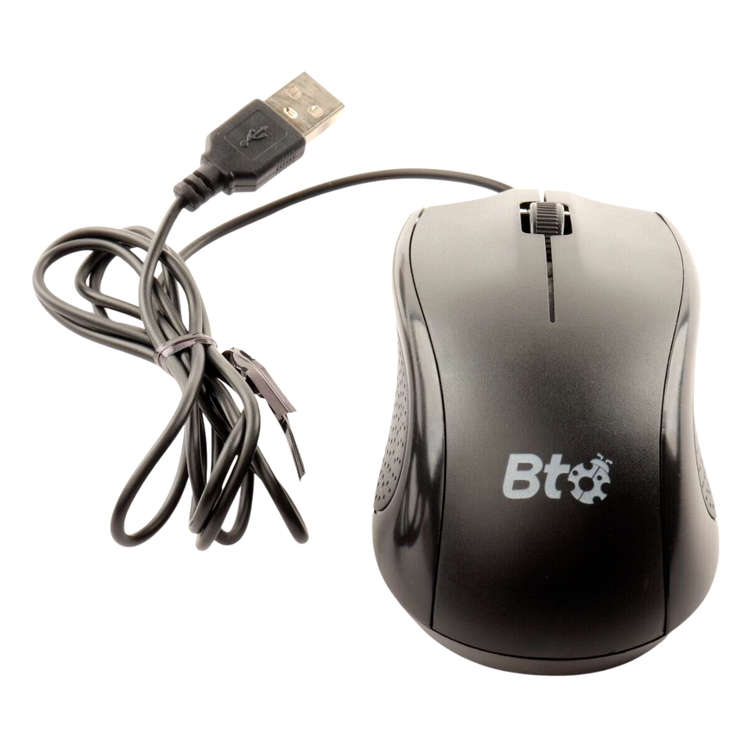 BTO M201 Ergonomic Optical Mouse USB Wired High Precision Black for Gaming Home