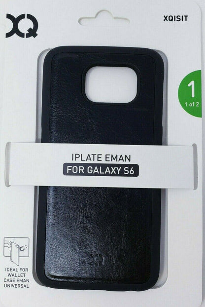 Black Xqisit Wallet Case iPlate Eman For Samsung Galaxy S6 Protective Cover