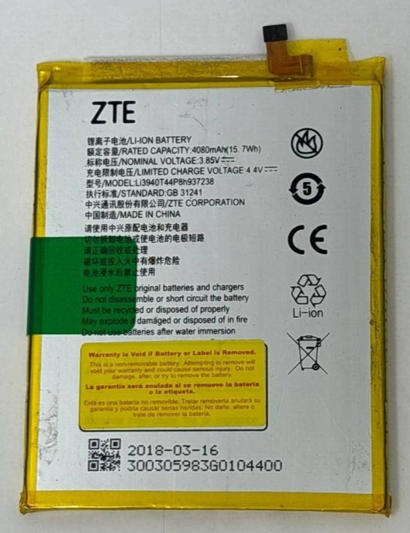 Battery LI3940T44P8H937238 For ZTE Blade Z Max V Ultra Z982 4080mAh 3.85V OEM