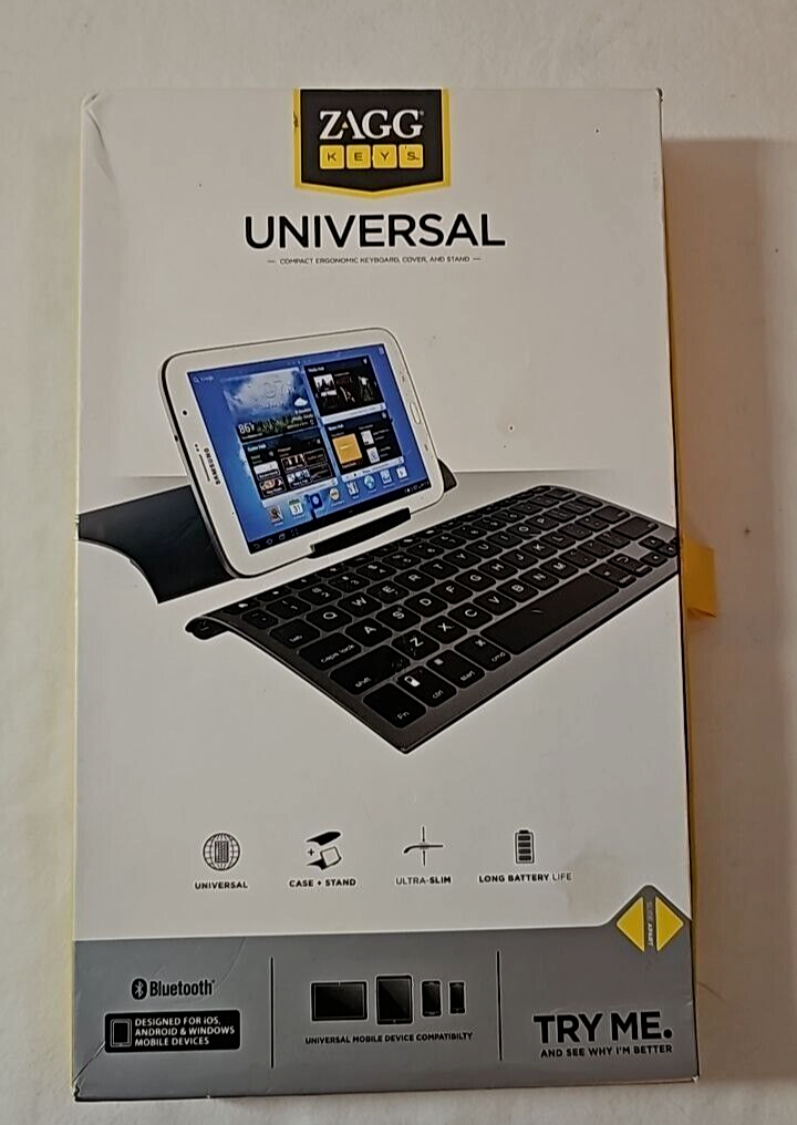 Zagg Keys Universal Compact Ergonomic Keyboard Cover and Stand for Tablet iPad